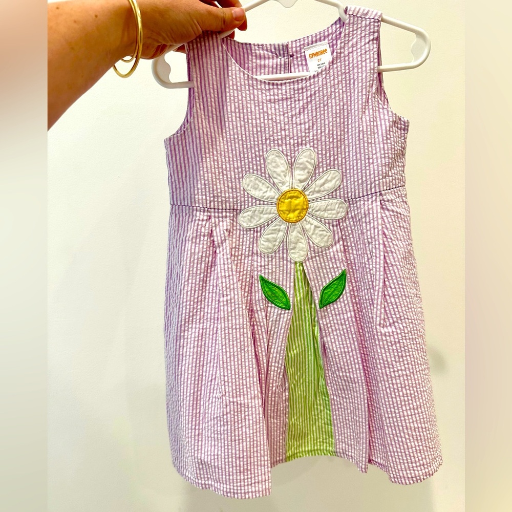 Purple Searsucker Dress with Daisy Size 2T